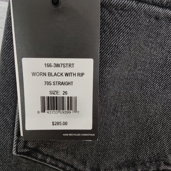 Re/Done 70's Straight High Rise Worn Black With Rip Size 26 NWT - Picture 12 of 12